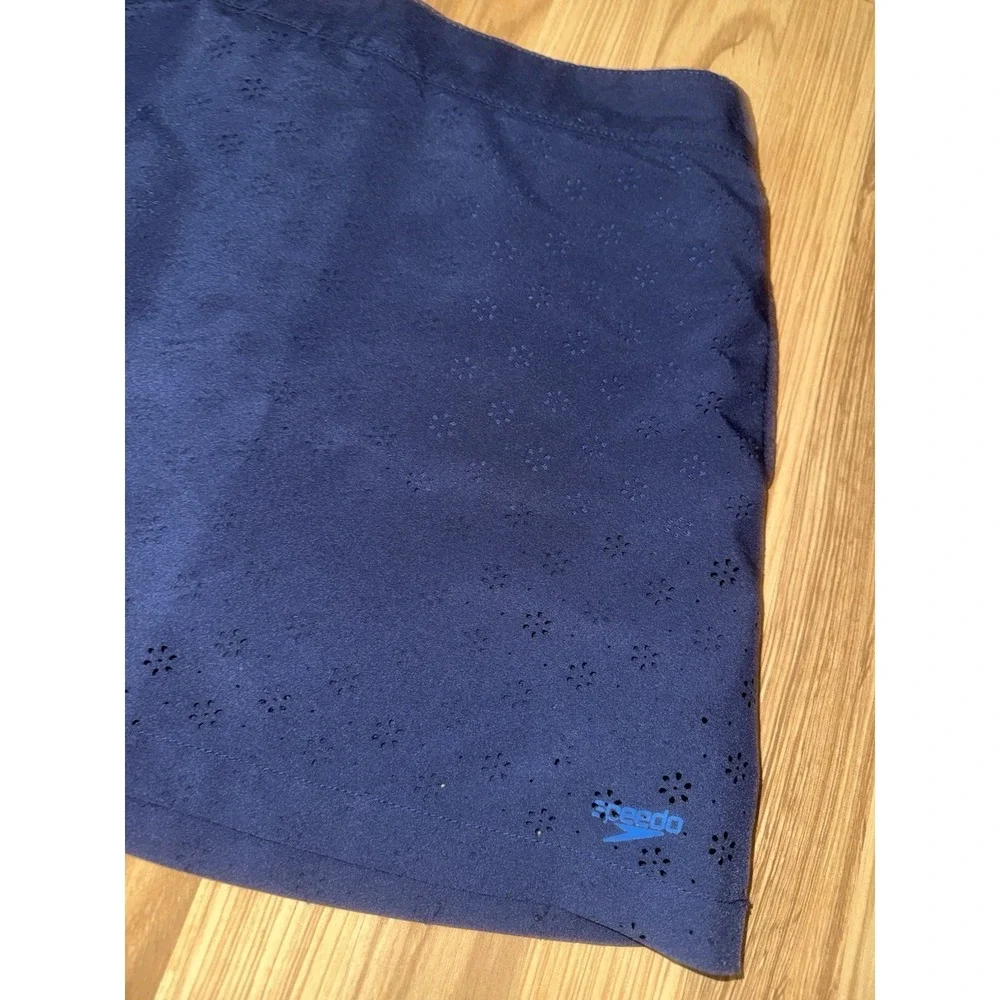 Speedo Women's Navy Blue Skort Sz‎ Small Eyelet Cut Shorts UPF 50+ Protection
